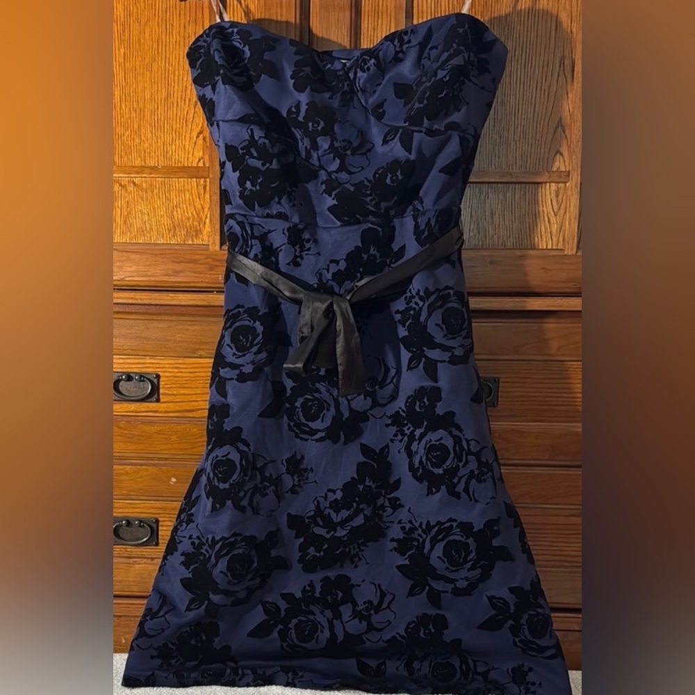 NWT Maurices Sweetheart Strapless Midi Floral Flocked Goth Romance Y2K HOCO Gala